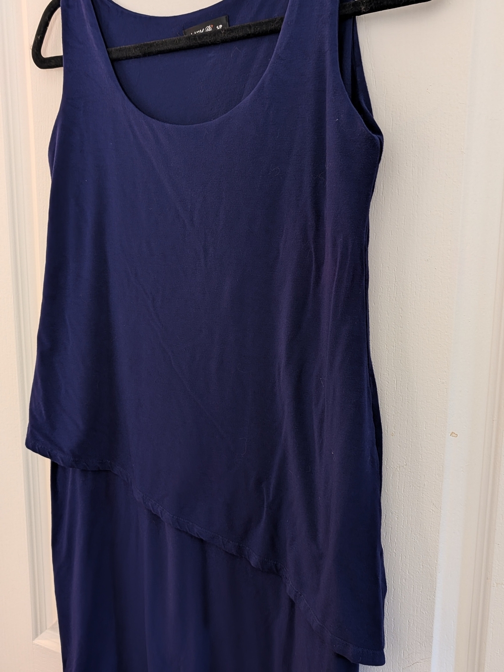 Miik S Asymmetrical Sleeveless Royal Navy Layered Dress